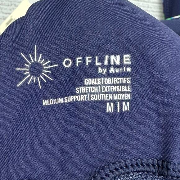 Offline By Aerie Goals Royal Navy Floral Plunge Sports Bra Size Medium - Picture 8 of 13